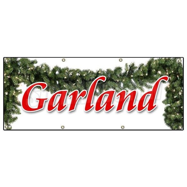 Signmission GARLAND BANNER SIGN x-mas xmas trees decor wreaths holiday Christmas B-96 Garland - main
